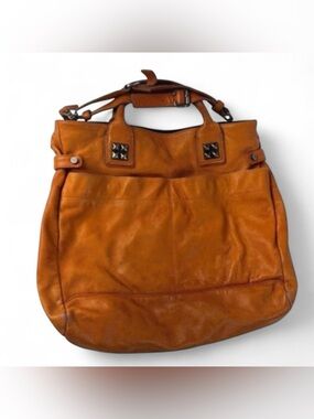 Y2K vintage Tylie Malibu burnt orange boho leather satchel bag studded details